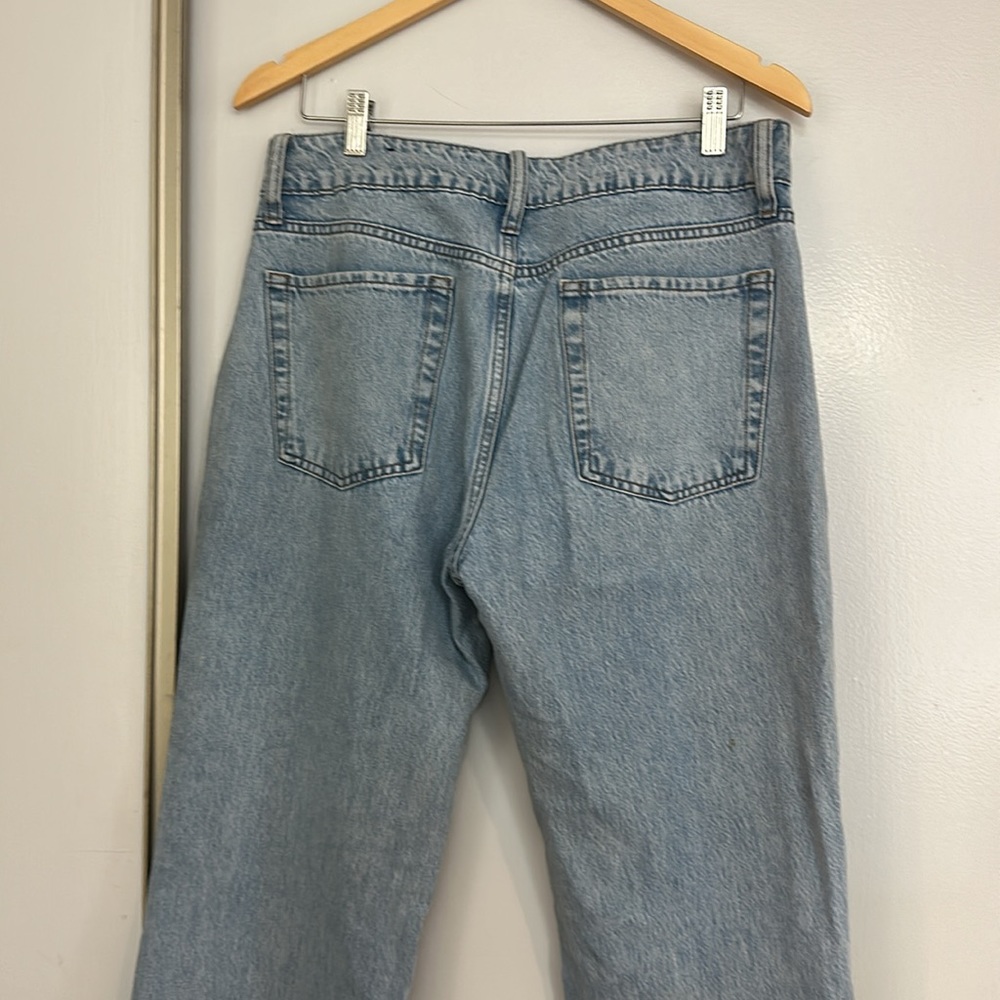 MOVING SALE Fashion Nova Slouch Fit Blue Wide Leg Ripped Knee Denim - Picture 7 of 10